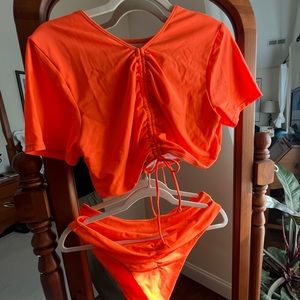 Neon Orange Two-Piece Plus Bikini